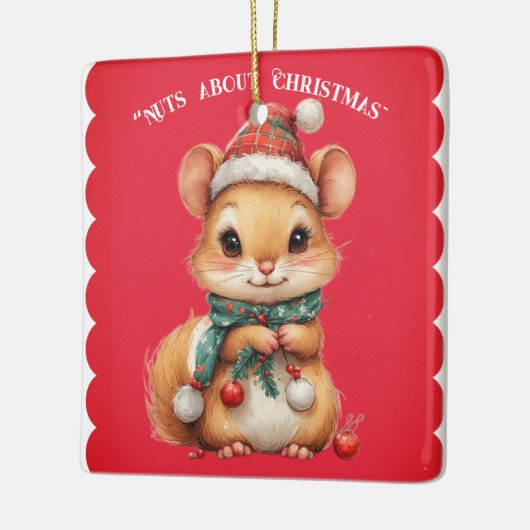 Nuts About Christmas Playful Squirrel Winter Dress Keramisch Ornament (Links)