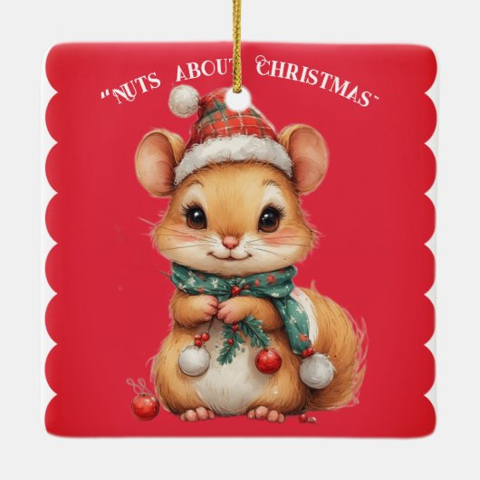 Nuts About Christmas Playful Squirrel Winter Dress Keramisch Ornament (Achterkant)