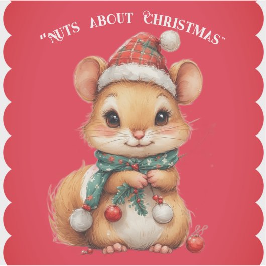 Nuts About Christmas Playful Squirrel Winter Dress Sticker (Voorkant)