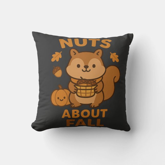 Nuts About Fall – Cute Squirrel  Kussen (Voorkant)