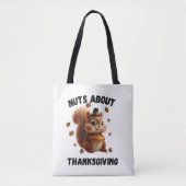 Nuts About Pie – Cute Yarn Squirrel Thanksgiving  Tote Bag (Voorkant)