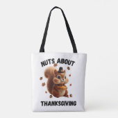 Nuts About Pie – Cute Yarn Squirrel Thanksgiving  Tote Bag (Achterkant)