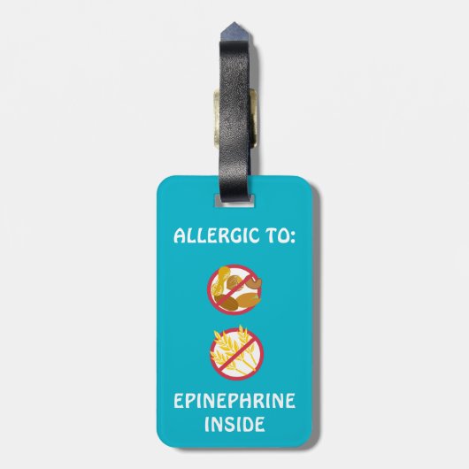 Nuts and Wheat Allergy Ladybug Medical Alert Bagagelabel (Achterkant verticaal)