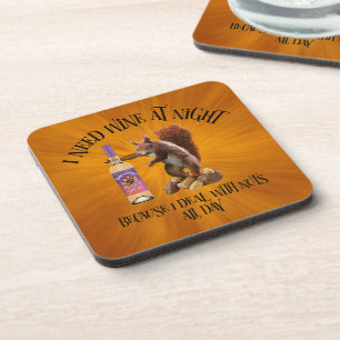 Nuts de hele dag - Funny Squirrel Wine Drinker Bier Onderzetter