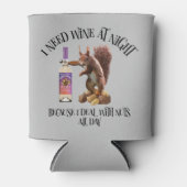 Nuts de hele dag - Funny Squirrel Wine Drinker Blikjeskoeler (Voorkant)