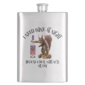 Nuts de hele dag - Funny Squirrel Wine Drinker Flacon (Voorkant)