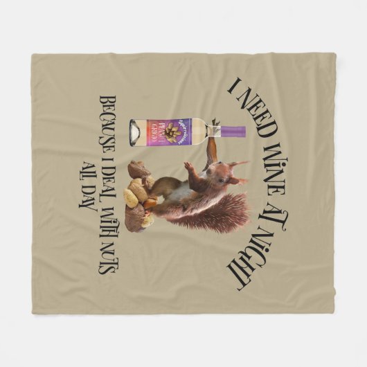 Nuts de hele dag - Funny Squirrel Wine Drinker Fleece Deken (Voorkant (Horizontaal))