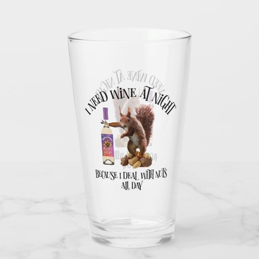 Nuts de hele dag - Funny Squirrel Wine Drinker Glas (Achterkant)