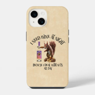 Nuts de hele dag - Funny Squirrel Wine Drinker iPhone 14 Hoesje
