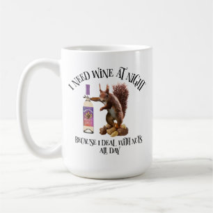 Nuts de hele dag - Funny Squirrel Wine Drinker Koffiemok