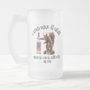 Nuts de hele dag - Funny Squirrel Wine Drinker Matglas Bierpul