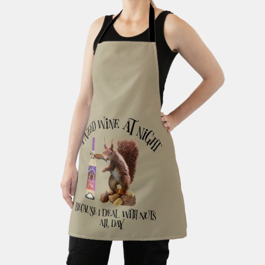 Nuts de hele dag - Funny Squirrel Wine Drinker Schort (Insitu)