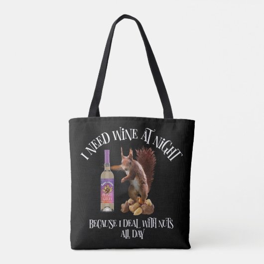 Nuts de hele dag - Funny Squirrel Wine Drinker Tote Bag (Achterkant)