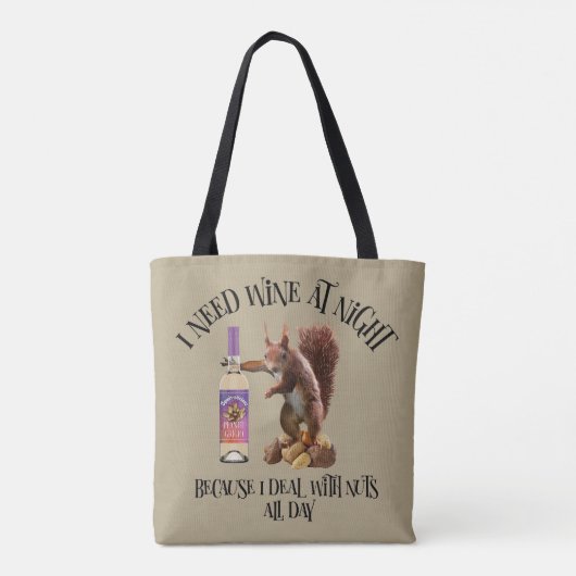 Nuts de hele dag - Funny Squirrel Wine Drinker Tote Bag (Achterkant)