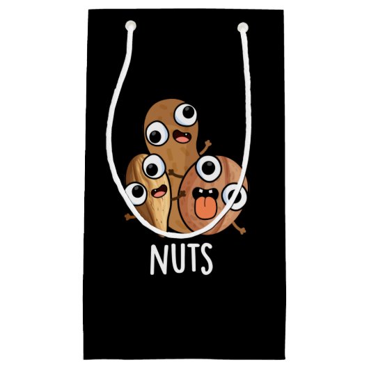 Nuts Funny Food Pun Dark BG Klein Cadeauzakje (Voorkant)