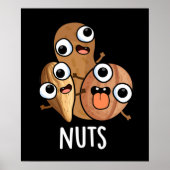 Nuts Funny Food Pun Dark BG Poster (Voorkant)