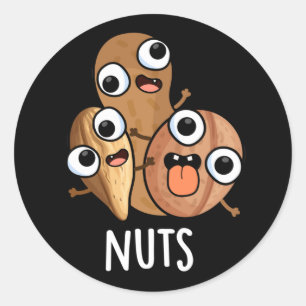 Nuts Funny Food Pun Dark BG Ronde Sticker