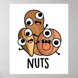 Nuts Funny Nutty Food Pun Poster