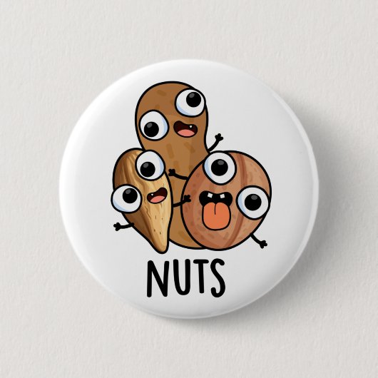 Nuts Funny Nutty Food Pun Ronde Button 5,7 Cm (Voorkant)