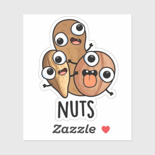 Nuts Funny Nutty Food Pun Sticker (Vel)
