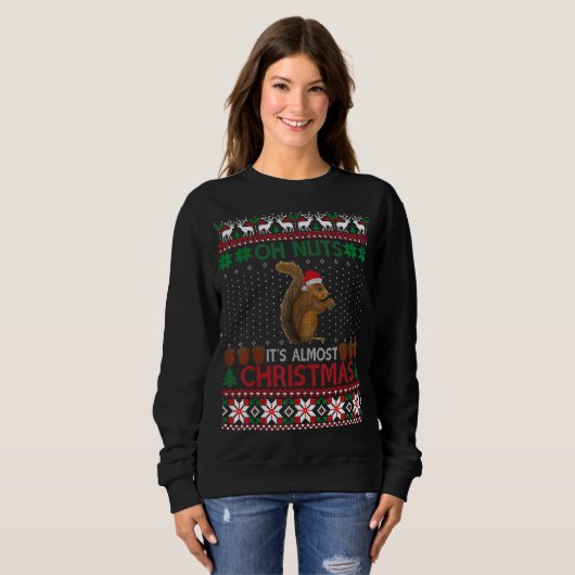 Nuts Het is Kerstfeest Funny Squirrel Santa Hat Ug Trui (Voorkant volledig)