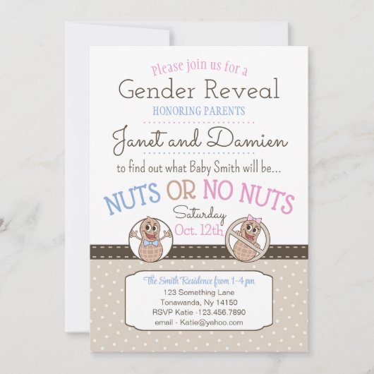 Nuts of No Nuts bewerkbaar Geslacht onthullen uitn Kaart (Voorkant)