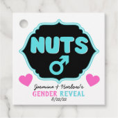 Nuts of No Nuts Pink|Blue Gender Reopenbaart Bedankjes Labels (Voorkant)