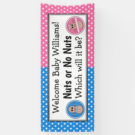 Nuts or No Nuts geslacht onthullen banner. Spandoek (Verticaal)