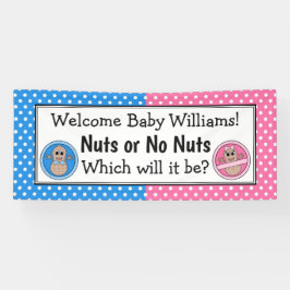 Nuts or No Nuts geslacht onthullen banner. Spandoek