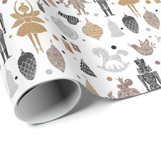 Nuts Ornaments Nutkraker Fairies Wrapping Paper Cadeaupapier (Rol Hoek)