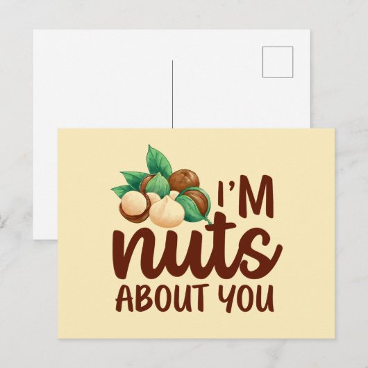 Nuts over je stomme liefdeswoordspeling grappige V Briefkaart (Voorkant / Achterkant)