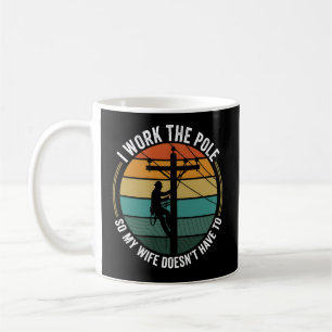 Nutsbediende Retro Zonsondergang, Ik Werk Aan De P Koffiemok