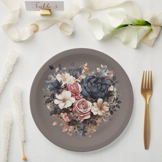 Nutshell Bruin Marine Roze Witte Douche Papieren Bordje (Huwelijk)