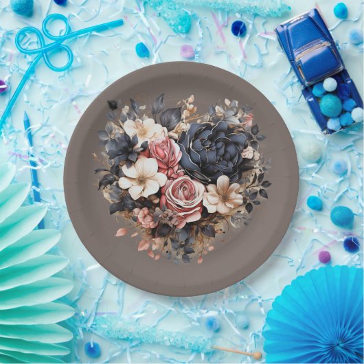 Nutshell Bruin Marine Roze Witte Douche Papieren Bordje (Feest)