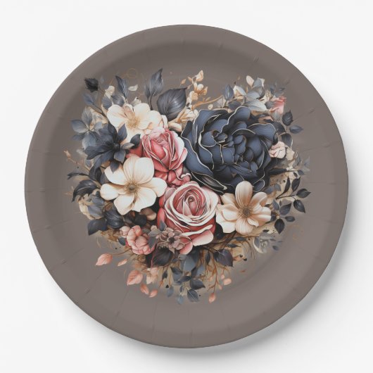 Nutshell Bruin Marine Roze Witte Douche Papieren Bordje (Voorkant)