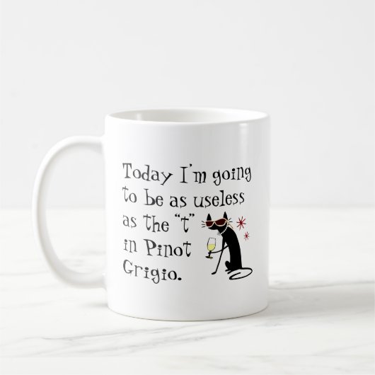 Nutteloos als de T in Pinot Grigio Funny Wine Koffiemok (Links)