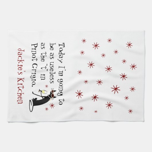 Nutteloos als de T in Pinot Grigio Funny Wine Theedoek (Horizontaal)