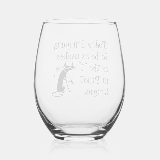 Nutteloos als de T in Pinot Grigio Funny Wine Wijnglas Zonder Voet (Achterkant)