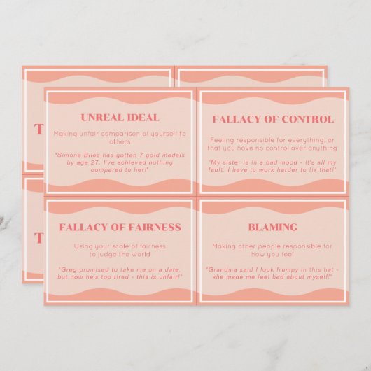 Nutteloze denkstijlen Moderne perzik set Kaarten 4 (Voorkant / Achterkant)