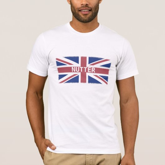Nutter - Britse Slang Humor en vlag T-shirt (Voorkant)