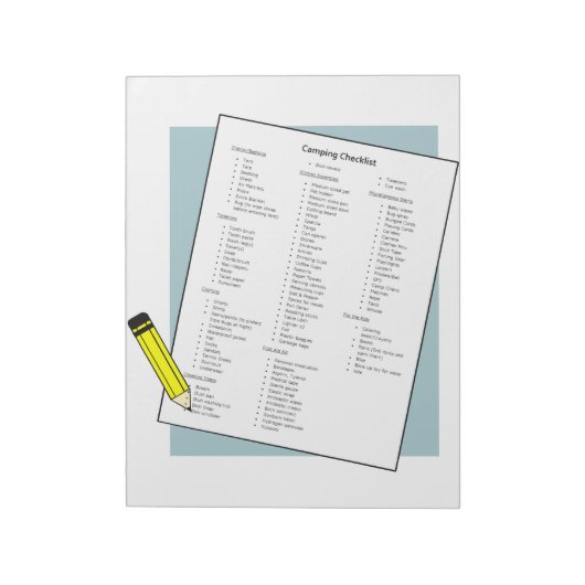 Nuttige Camping Verpakking Checklist Notitieblok (Linkerzijde)