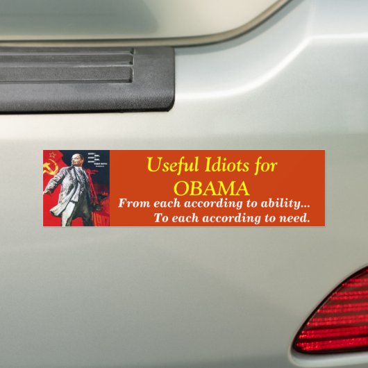Nuttige dioten voor OBAMA; Bumpersticker (Op auto)