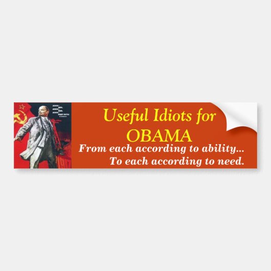 Nuttige dioten voor OBAMA; Bumpersticker (Voorkant)