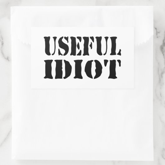 NUTTIGE IDIOOT RECHTHOEKIGE STICKER (Tas)