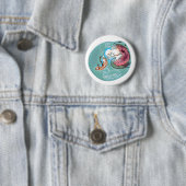 nuttige regenworm op visbait grappige cartoon ronde button 5,7 cm (In situ)