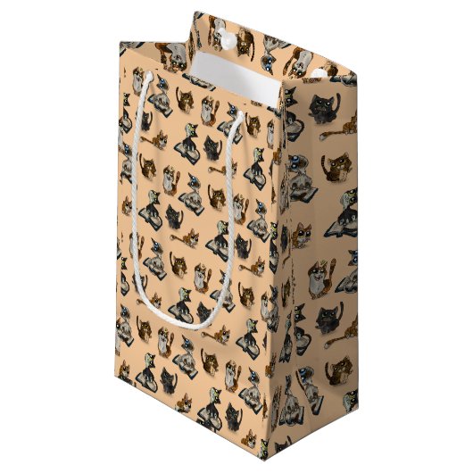 Nuttige studie katten Geel Klein Gift Bag Cadeauzakje (Voorkant Gekanteld)