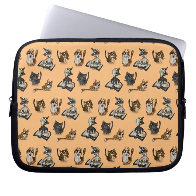 Nuttige studie katten geel laptop sleeve (Voorkant)