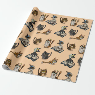 Nuttige studie kattenpapier cadeaupapier
