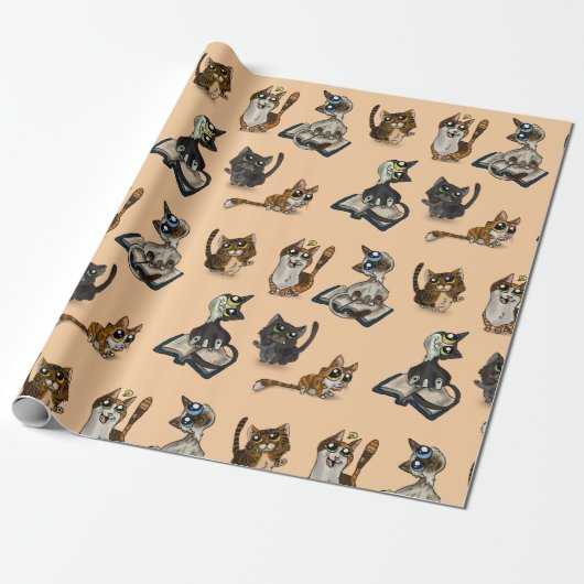 Nuttige studie kattenpapier cadeaupapier (Uitgerold)