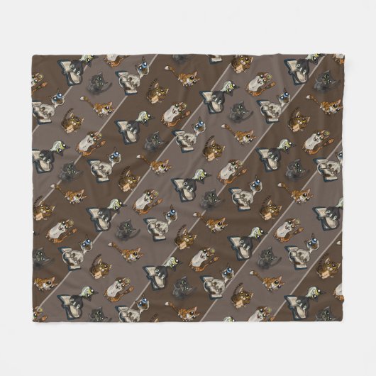 Nuttige studiecatten fleece deken (Voorkant (Horizontaal))